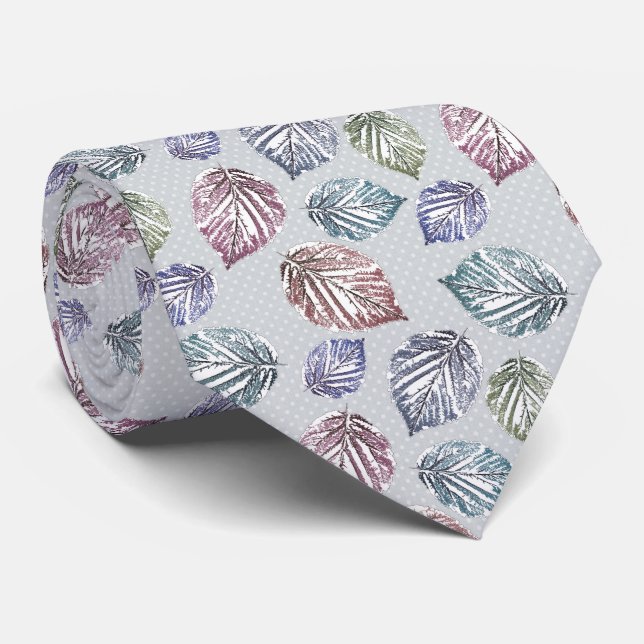 Openwork leaves on a light gray background  neck tie (Rolled)