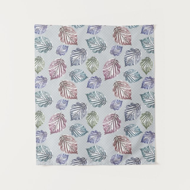 Openwork leaves on a light gray background  tapestry (Front)