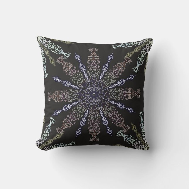 Openwork snowflakes on dark. throw pillow (Front)