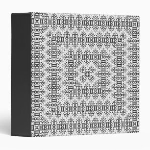 Openwork squares art deco retro black white 3 ring binder