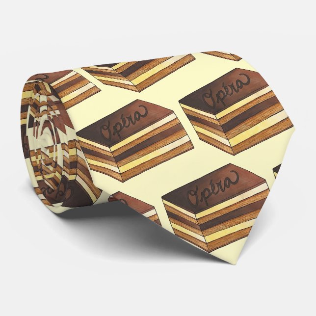 Opéra Cake French Pastry Patisserie Dessert Food Neck Tie (Rolled)