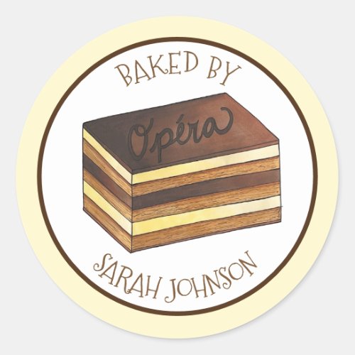 Opera Cake Pastry French Bakery Chef Baked By Classic Round Sticker