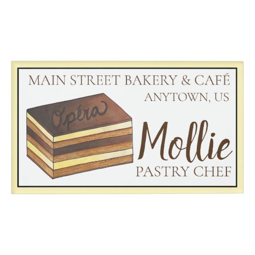 Opera Cake Pastry French Patisserie Bakery Chef Name Tag