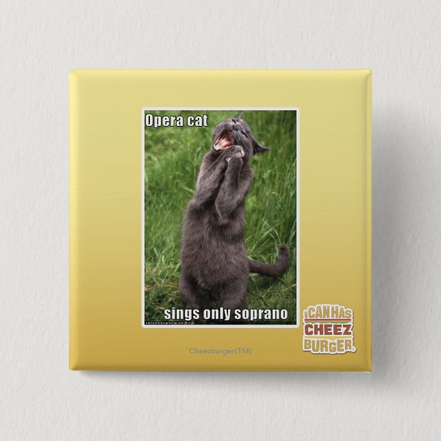 Opera Cat Pinback Button (Front)