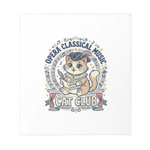 Opera Classical Music Cat Cute Cat T-Shirt Design  Notepad