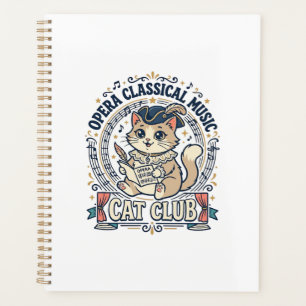 Opera Classical Music Cat Cute Cat T-Shirt Design Planner