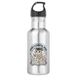 Opera Classical Music Cat Cute Cat T-Shirt Design  Stainless Steel Water Bottle