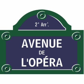 Opera Custom Paris Street Sign Cutout by BluePlanet at Zazzle