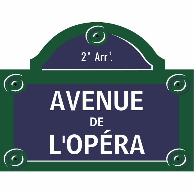 Opera Custom Paris Street Sign Cutout (Front)