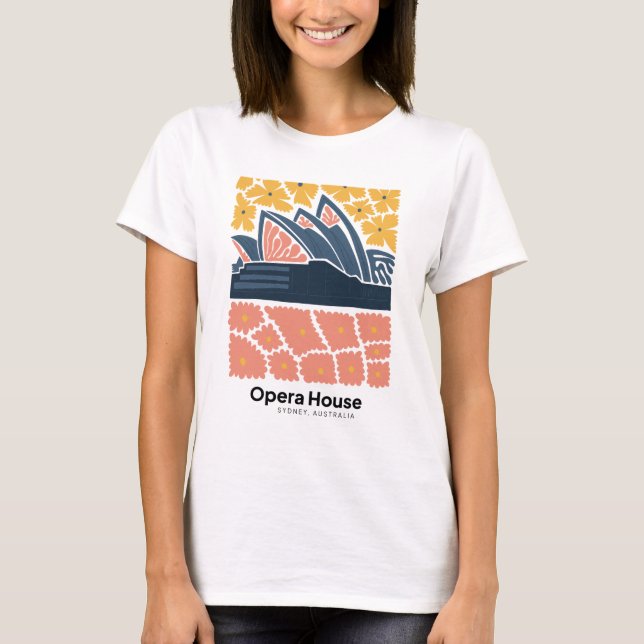 Opera House Sydney Australia travel floral Art T-Shirt (Front)
