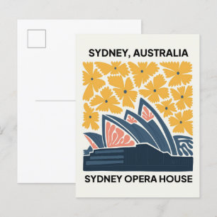 Opera House Sydney Australia travel floral Postcard