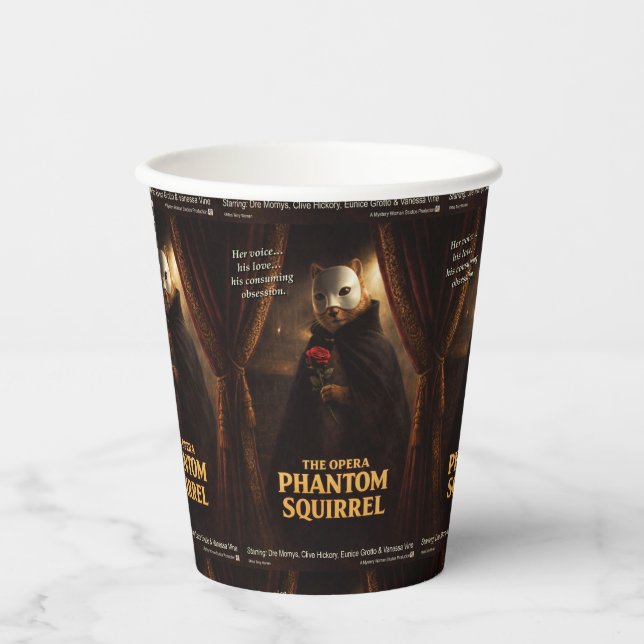 Opera Phantom Squirrel Parody Paper Cups (Front)