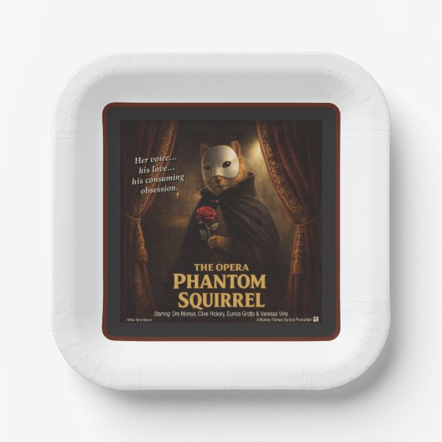 Opera Phantom Squirrel Parody Paper Plates (Front)
