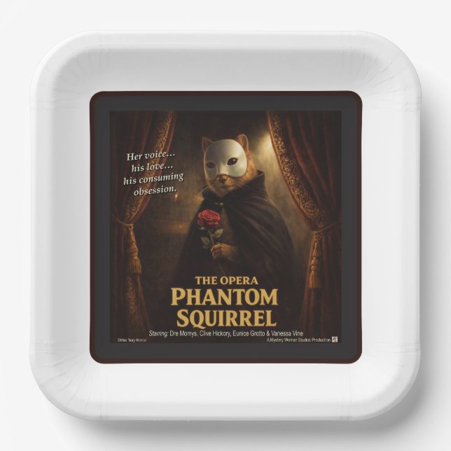 Opera Phantom Squirrel Parody Paper Plates (Front)