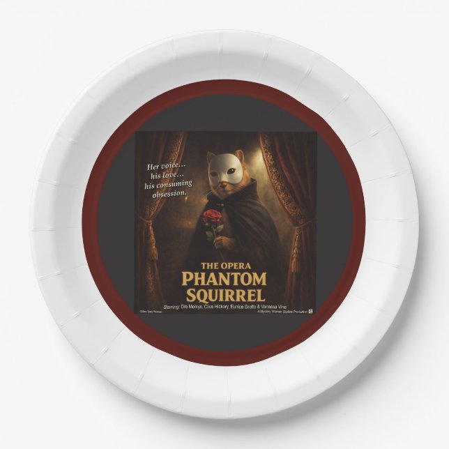 Opera Phantom Squirrel Parody Paper Plates (Front)