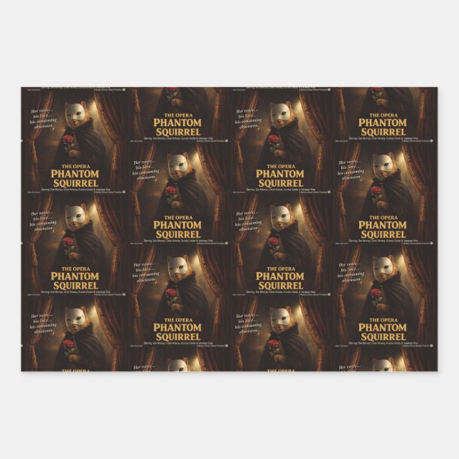 Opera Phantom Squirrel Parody Wrapping Paper Sheets (Front)