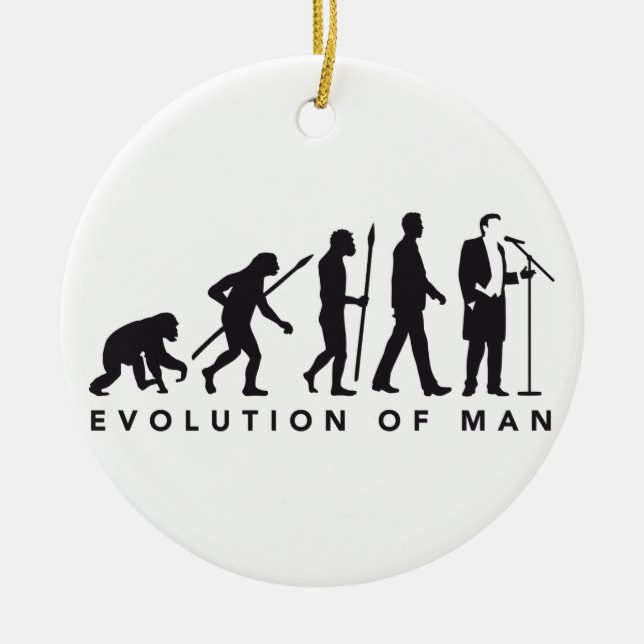 Opera singer evolution of man ceramic ornament (Front)