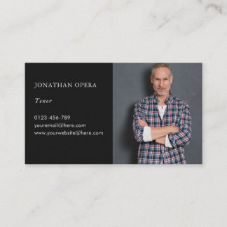 Opera Singer Photo Black Modern Business Card