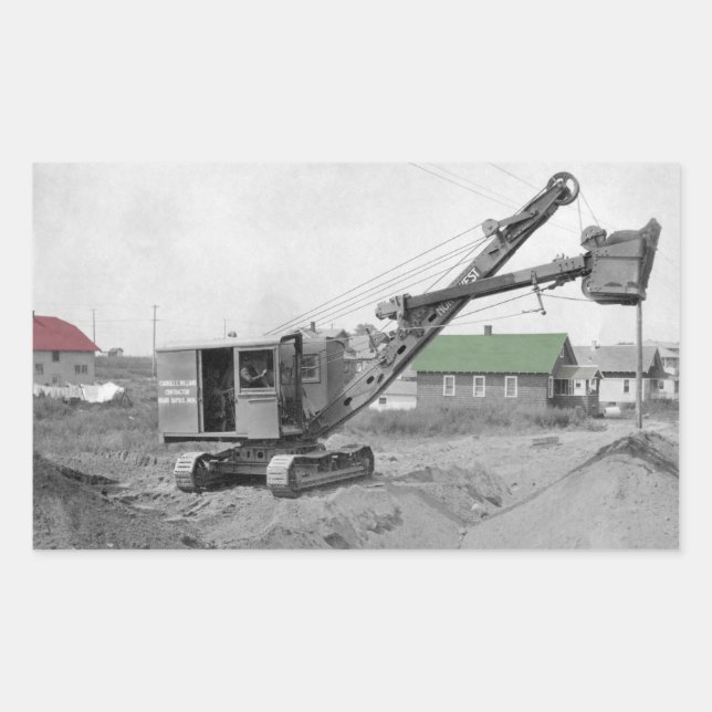 Operating Engineer 1920's Shovel Operator Rectangular Sticker (Front)