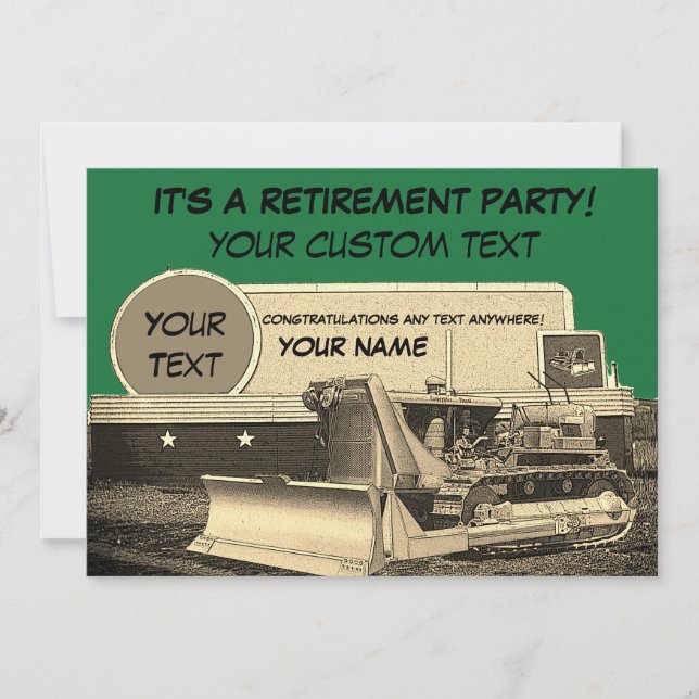 OPERATING ENGINEER BULLDOZER RETIREMENT INVITATION (Front)