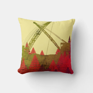 OPERATING ENGINEER CRANE OPERATOR COLORFUL FANTASY THROW PILLOW