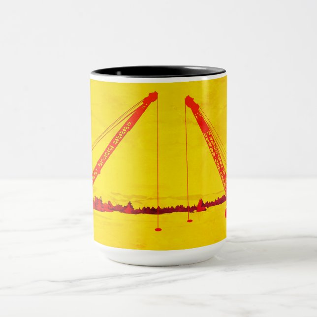 OPERATING ENGINEER CRANE OPERATOR ICE FISHING ART MUG (Center)