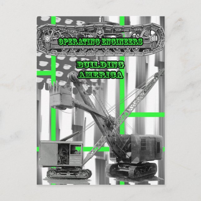 OPERATING ENGINEER CRANE OPERATOR SHOVEL VINTAGE POSTCARD (Front)