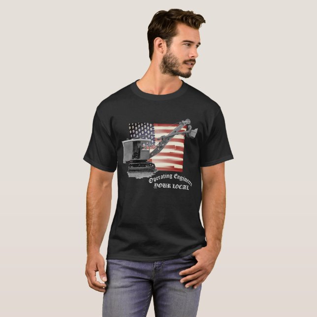 Operating Engineer Shovel US Flag Custom Local T-Shirt (Front Full)