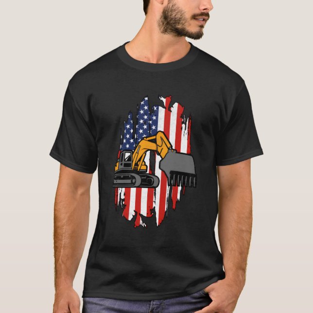 Operating Engineer Us Flag Operating Engineering T-Shirt (Front)