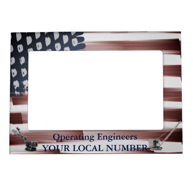 Operating Engineers  Flag Crane Operator Shovel Magnetic Photo Frame (Front)