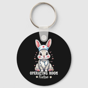 Operating Room Nurse Bunny With Stethoscope Easter Keychain