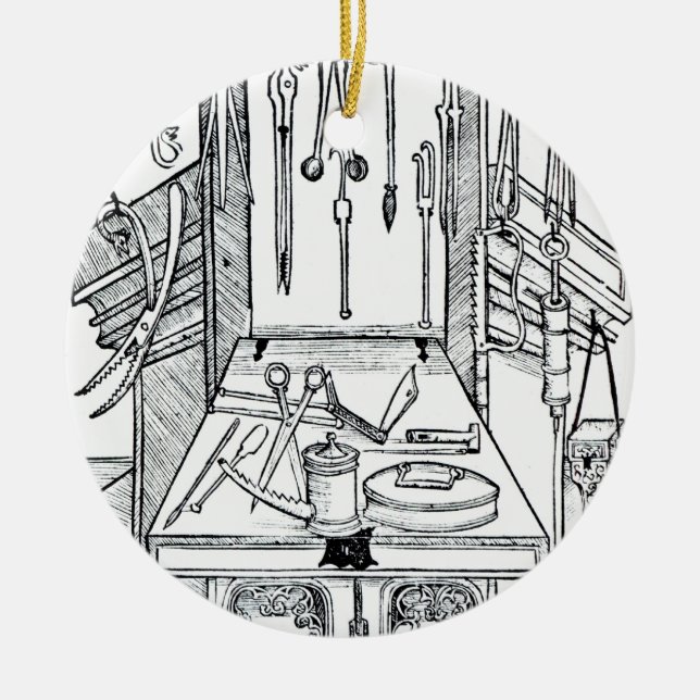 Operating table and surgical instruments, from 'Da Ceramic Ornament (Front)