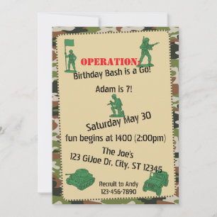 Operation Birthday Bash Toy Soldier birthday Invitation