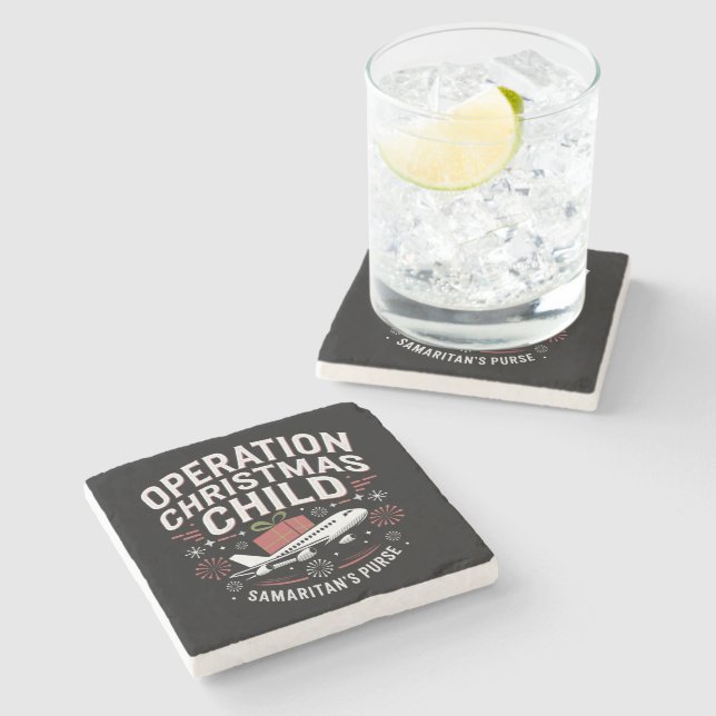 Operation Christmas Child Funny Family Matching  Stone Coaster (Side)