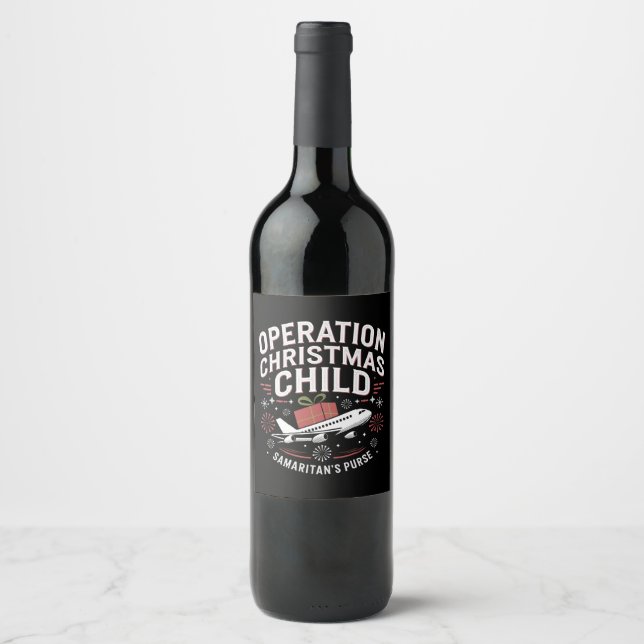 Operation Christmas Child Funny Family Matching  Wine Label (Front)