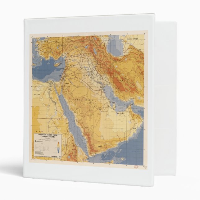 Operation Desert Storm Planning Map (1991) 3 Ring Binder (Front/Inside)