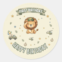 Operation First Birthday Military Lion Sticker