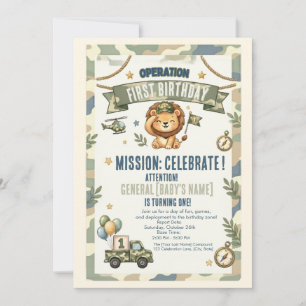 Operation First Birthday Military Party Invite