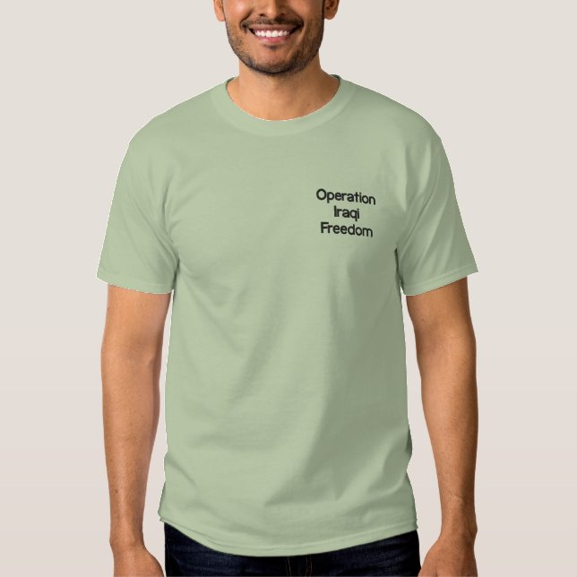 Operation Iraqi Freedom Custom Military Embroidered T-Shirt (Front)