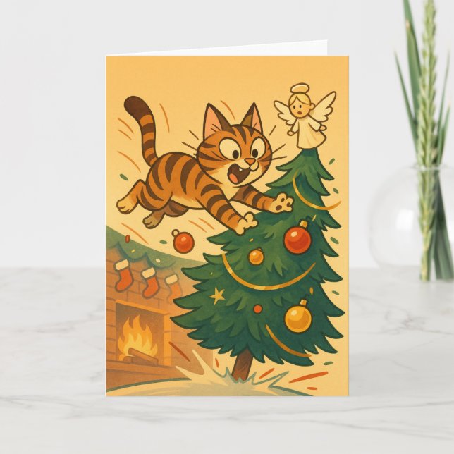 Operation: Tree Topple (Cat Edition) Holiday Card (Front)