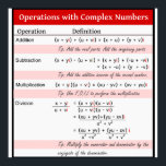 Operations with Complex Numbers Poster<br><div class="desc">Operations with Complex Numbers Poster for Algebra Common Core Mathematics formulas.For more math posters visit: www.zazzle.</div>