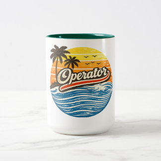 Operator Retro Sunset Design Two-Tone Coffee Mug