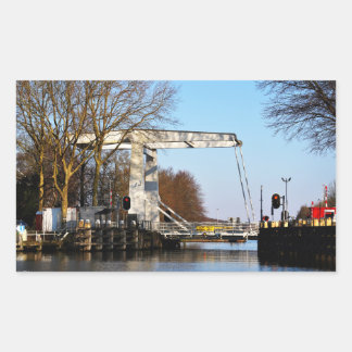Ophaalbrug over gracht in Nederland. Rectangular Sticker