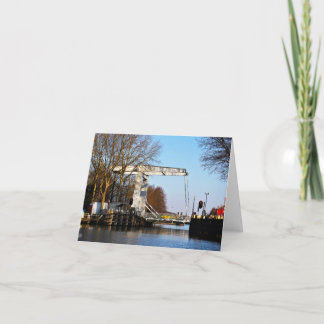 Ophaalbrug over gracht in Nederland. Thank You Card