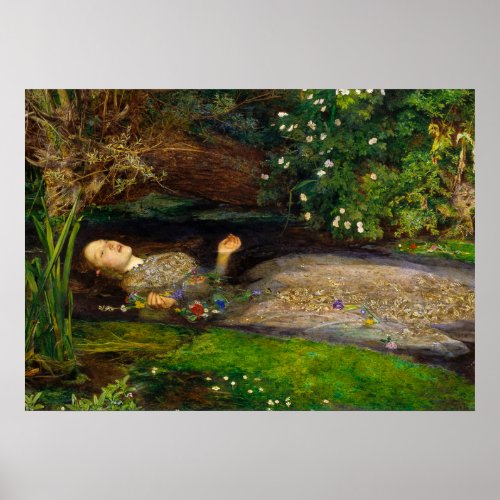 Ophelia 1851 by John Everett Millais Poster