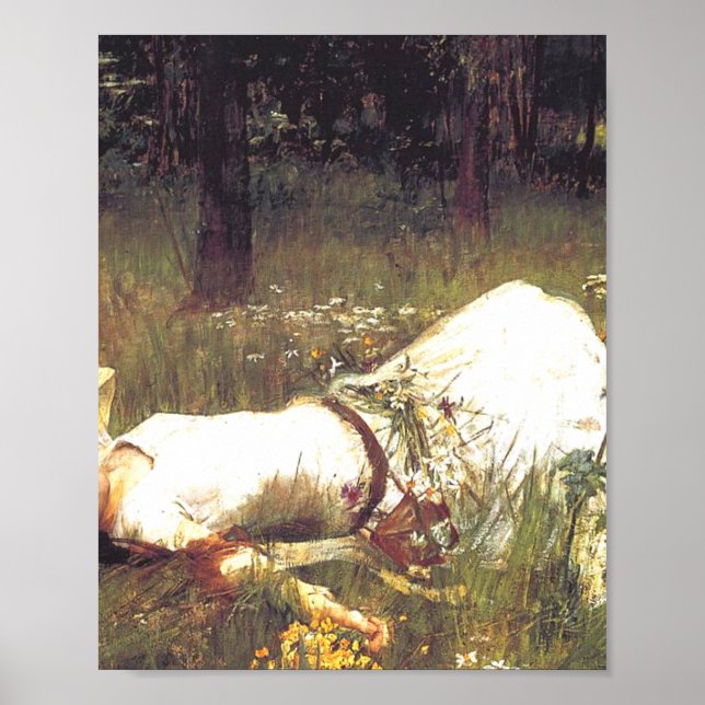 Ophelia 1889 By John William Waterhouse Poster (Front)