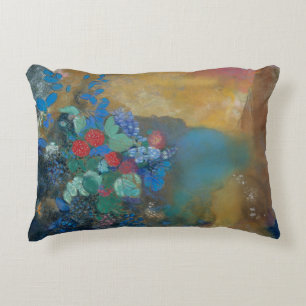 Ophelia Among the Flowers by Odilon Redon Accent Pillow