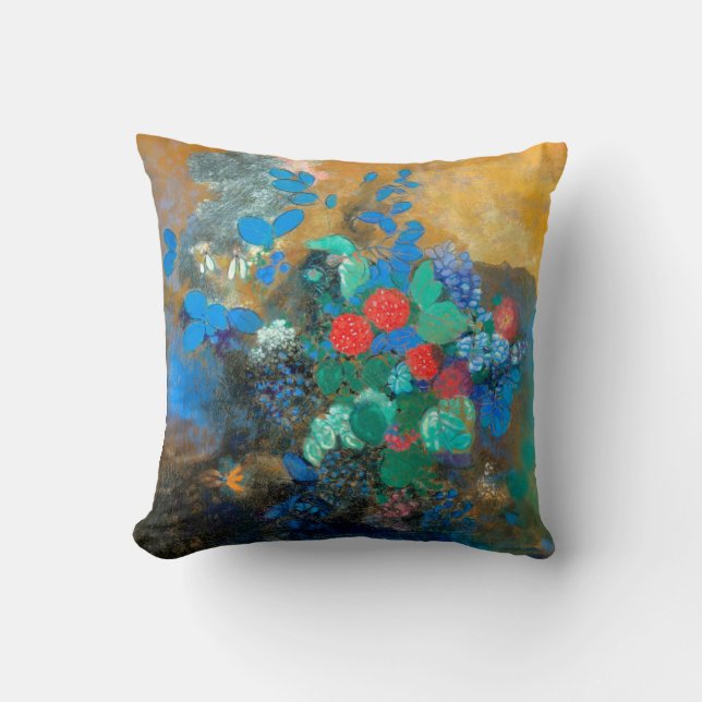 Ophelia among the Flowers, Redon Throw Pillow (Front)