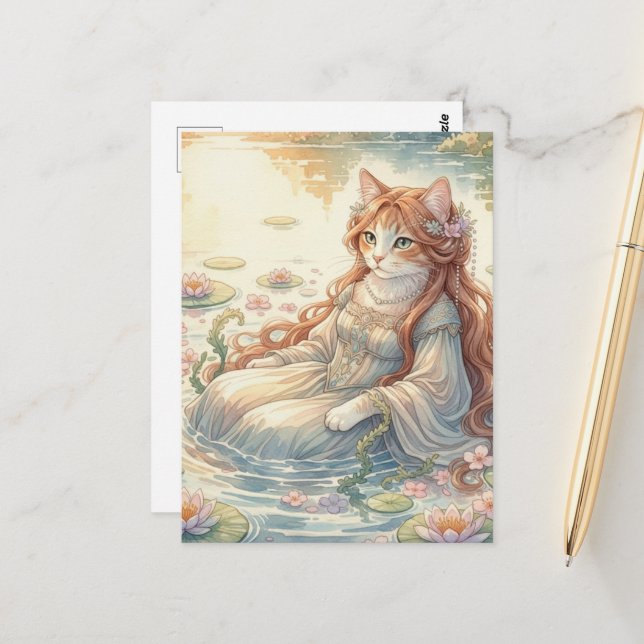Ophelia as a Cat Postcard (Front/Back In Situ)