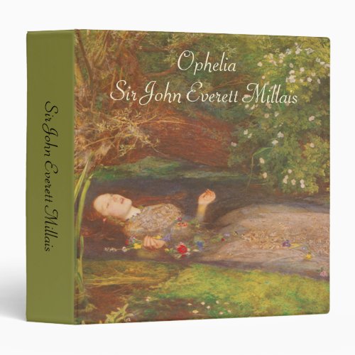 Ophelia by Millais Vintage Victorian Fine Art 3 Ring Binder